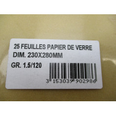 25 FEUILLES DE PAPIER VERRE 230X280 MM GR 120