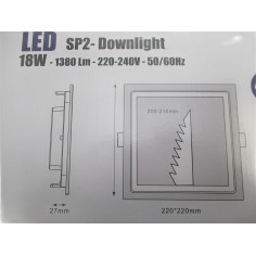 Spot led 18w 220-240v 220x220cm epais27mm