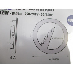 Spot led 12w 220-240v  Ø170cm  epais27mm