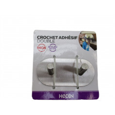 6 BLISTERS  CROCHETS DOUBLE ADHESIF INOX