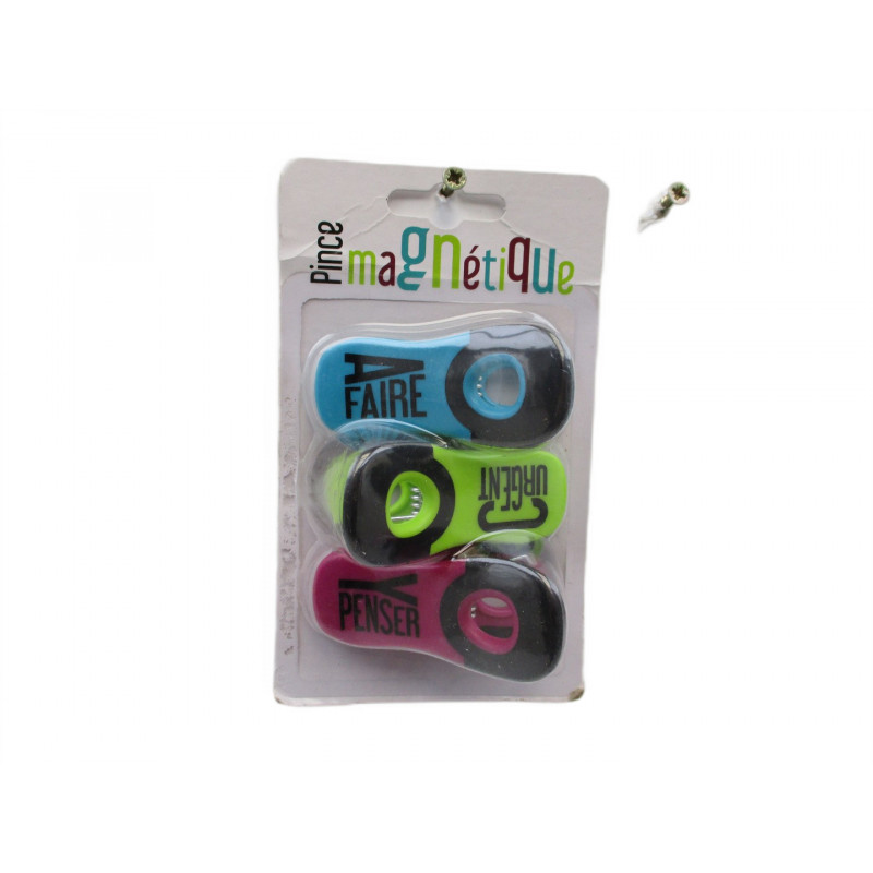 BLISTER DE 3 PINCES CLIP MAGNETIQUE