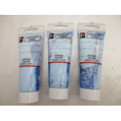 3 Peintures a la craie bleu...