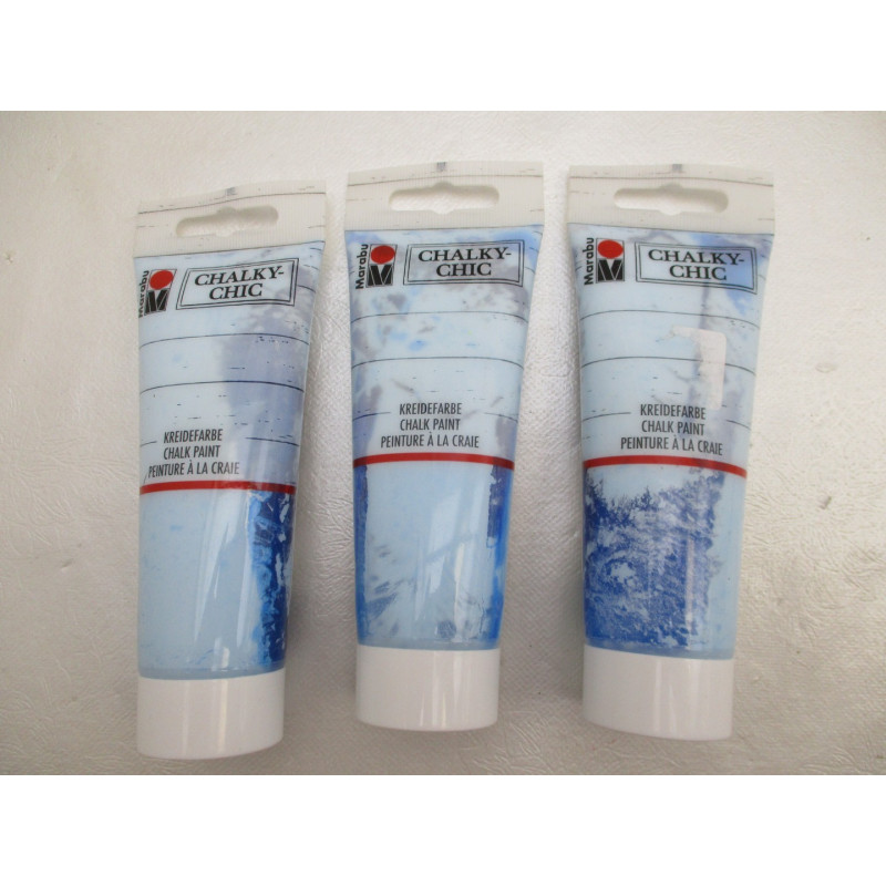3 Peintures a la craie bleu clair