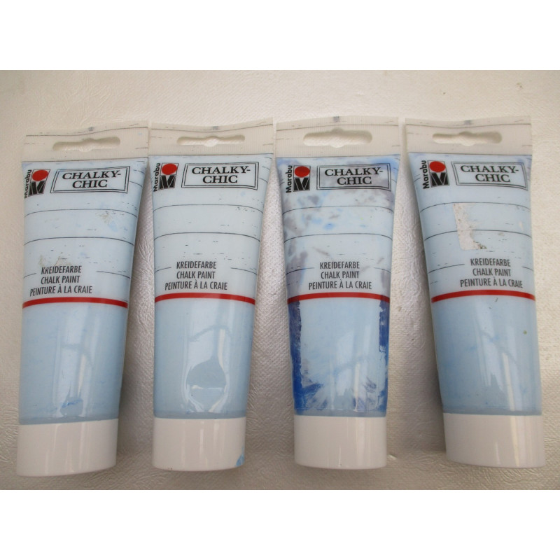 4 Peintures a la craie bleu clair