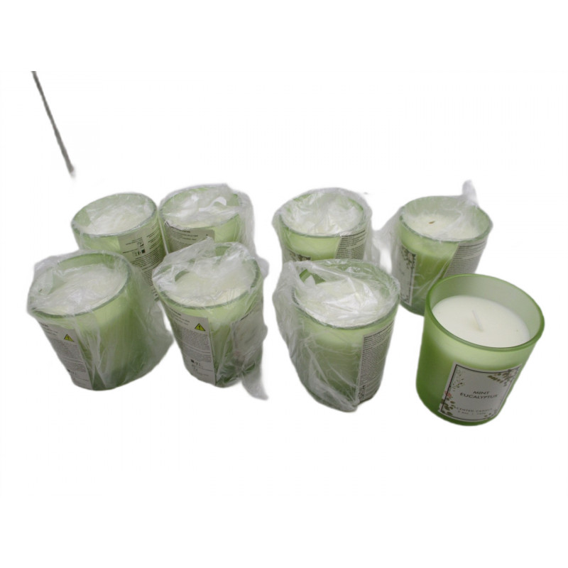 8 bougies parfumees menthe ecalyptus 160g