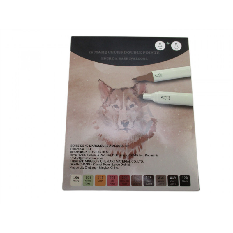 Boite de 10 marqueurs double pointes