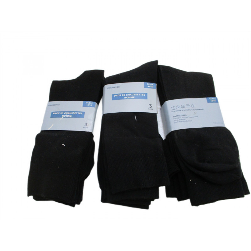 3 Lots de 3 paires de chaussettes 43-46