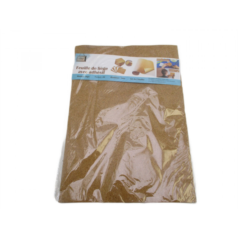 5 Feuilles de liege avec adhesif
