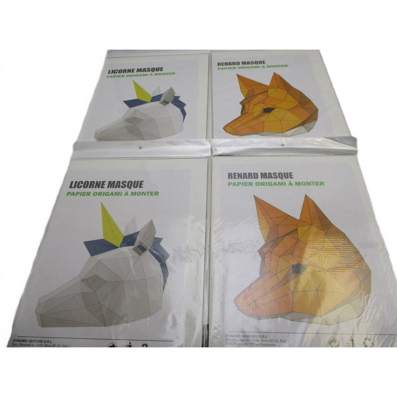 4 Masques  origami a monter