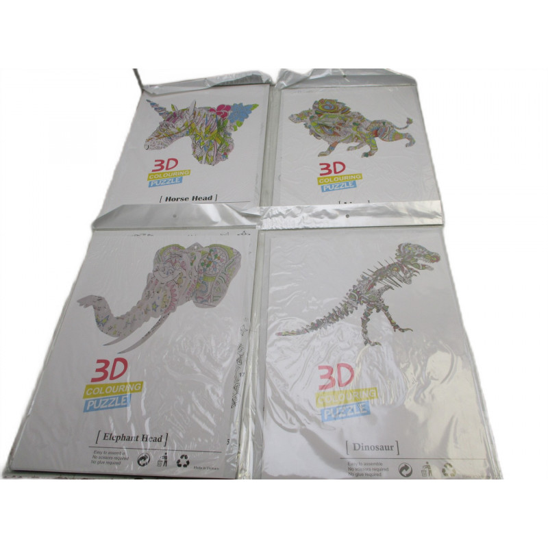 4 Puzzles a colorier 3D