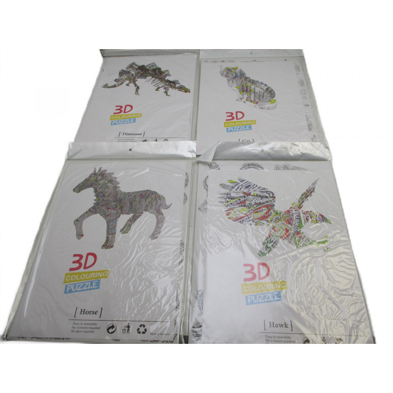 4 Puzzles a colorier 3D