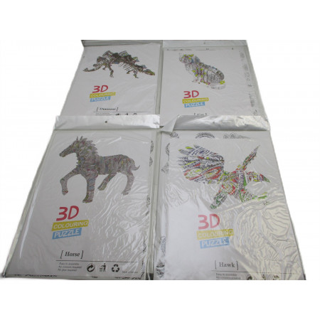 4 Puzzles a colorier 3D