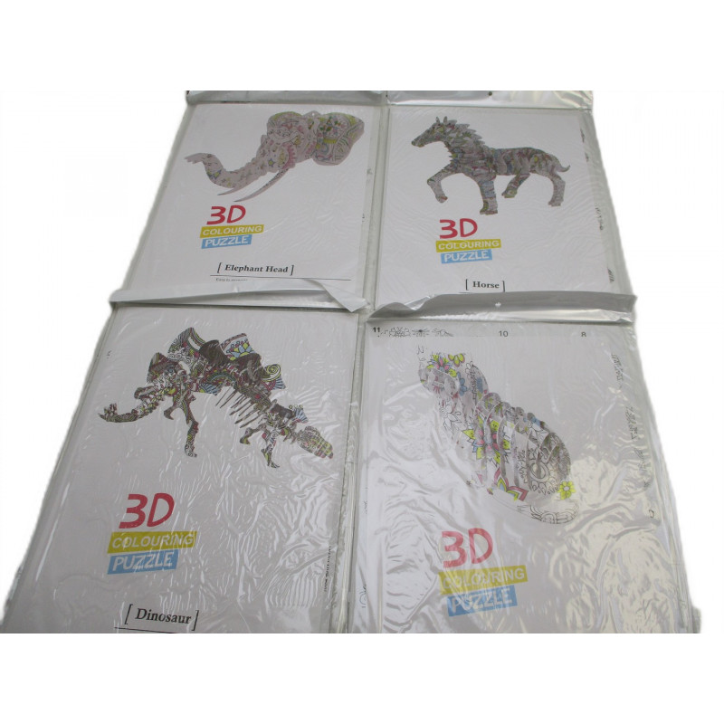 4 Puzzles a colorier 3D