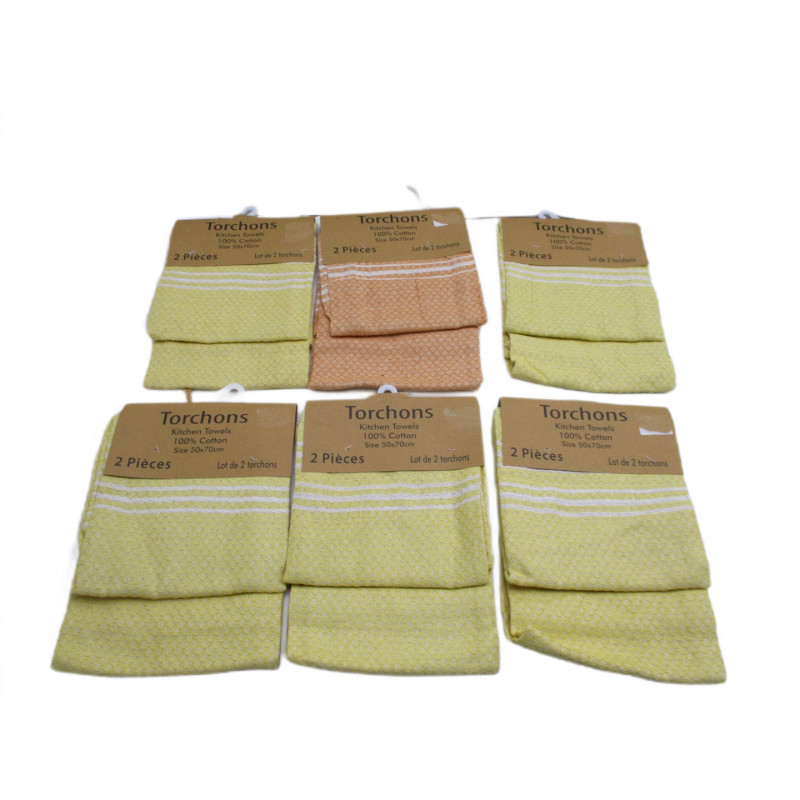 6 lots de 2 torchons 50x70