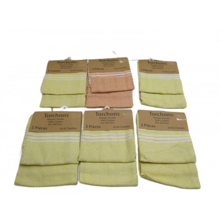 6 lots de 2 torchons 50x70